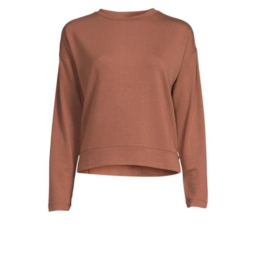 Long Sleeve Drop Shoulder Soft French Terry Cloth Tee BRAND NEW NWT Brown